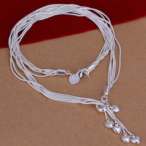Fashion Hot personalized Elegant Five Heart Pendant Necklace Silvering
