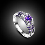 Women Fashion Jewelry Silver Purple Zircon Wedding Ring