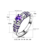 Women Fashion Jewelry Silver Purple Zircon Wedding Ring