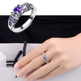 Women Fashion Jewelry Silver Purple Zircon Wedding Ring