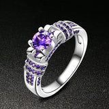 Women Fashion Jewelry Silver Purple Zircon Wedding Ring