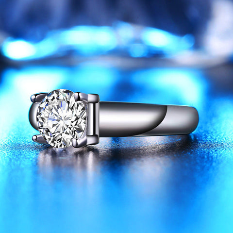 White Zircon Wedding Engagement Solid White Ring