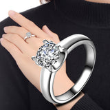 White Zircon Wedding Engagement Solid White Ring