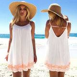 Women Dress White Harness dress Backless Short Summer BOHO Evening Party Beach Mini Dress Sundress