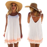 Women Dress White Harness dress Backless Short Summer BOHO Evening Party Beach Mini Dress Sundress