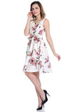 Fashion Women Floral Printed Dress Elegant Sleeveless Evening Party Prom Gown Formal O-Neck Knee-Length Dress vestidos
