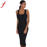 Women's Sexy Slim Sleeveless Body con Party Cocktail Club Mid Dresses Cotton Casual Vestidos