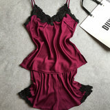 Silk Satin Lace  Pajama Set