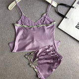 Silk Satin Lace  Pajama Set