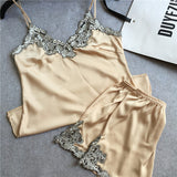 Silk Satin Lace  Pajama Set