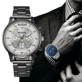 Fashion Men Crystal Stainless Steel Analog Quartz Wrist Watch Bracelet