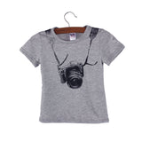 Summer Children Boy Kids Camera Short Sleeve Tops O Neck T Shirt