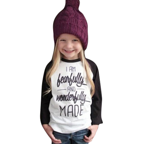 Toddler Baby Kids Girls Clothes Letter Print Long Sleeve T-shirt Blouse Tops