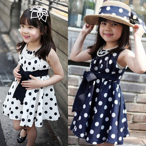 Kids Children Clothing Polka Dot Girl Chiffon Sundress Dress