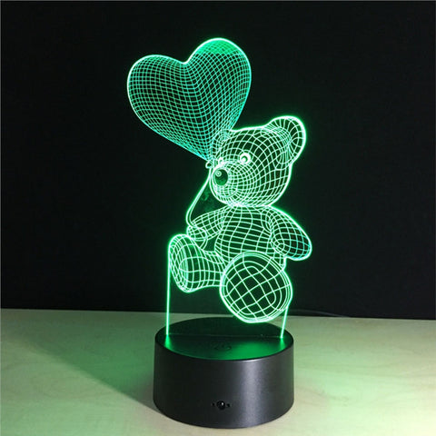 3D Lamp Visual Light Effect Touch Switch & Remote Control Colors Changes Night Light