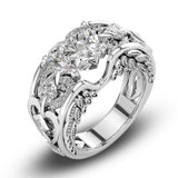 Silver Natural Ruby Gemstones Birthstone Bride Wedding Engagement Heart Ring