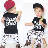 Toddler Baby Kids Boy Print Tops Shirt Pants Outfit Set Clothes