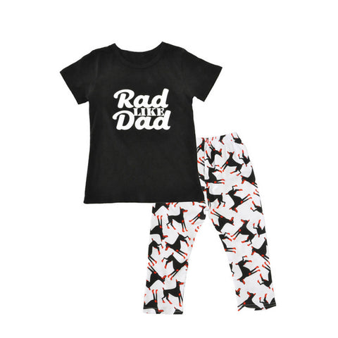 Toddler Baby Kids Boy Print Tops Shirt Pants Outfit Set Clothes
