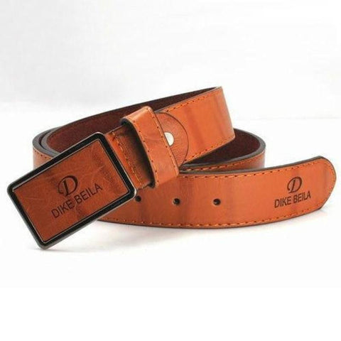 Mens Plain PU Leather Belt Snap-On Buckle Solid Strap Ceinture