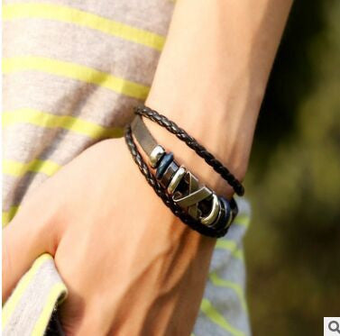 Leather Jewelry Korea Fashion Jewelry Punk Bracelet Stainless Steel
