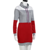 Women Collared Long Sleeve Dress Ladies Casual Bodycon Short Mini Sundress