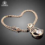 AZORA Rose Gold Color Stellux Crystals Heart Pendant Necklace for Valentine's Day Gift of Love TN0009
