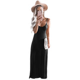 Women Casual  Sleeveless V Neck Solid Evening Party Maxi Dress