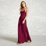 Women Casual  Sleeveless V Neck Solid Evening Party Maxi Dress