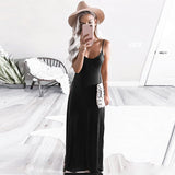 Women Casual  Sleeveless V Neck Solid Evening Party Maxi Dress