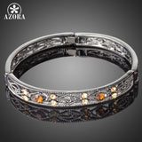 AZORA Black Gun Color Ancient Pattern Bracelet & Bangles Crystals from Austrian Retro Style Bangles Women Jewelry TB0093