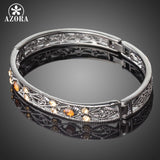AZORA Black Gun Color Ancient Pattern Bracelet & Bangles Crystals from Austrian Retro Style Bangles Women Jewelry TB0093