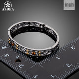 AZORA Black Gun Color Ancient Pattern Bracelet & Bangles Crystals from Austrian Retro Style Bangles Women Jewelry TB0093