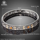 AZORA Black Gun Color Ancient Pattern Bracelet & Bangles Crystals from Austrian Retro Style Bangles Women Jewelry TB0093